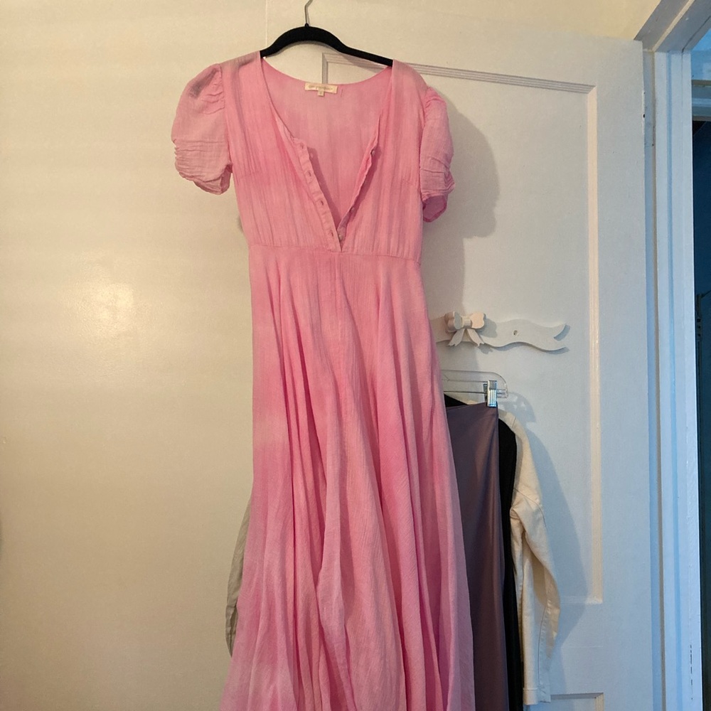 Love Shack Fancy long pink maxi dress